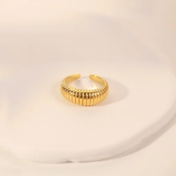 Unique Thick 18K Gold Plated Stainless Steel Croissant Rings for Women Chunky Rings Waterproof Jewelry - Image 4