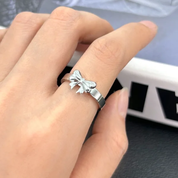 Dainty Stainless Steel Bow Tie Eternity Rings Fashion Thin 18k Gold Plated Butterfly Bow Knot Stackable Rings Jewelry Women - Image 2