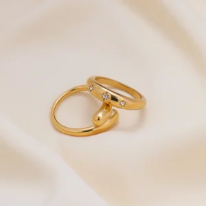 Fashion Minimalist 18K Gold Plated Cubic Zircon Star Finger Rings Women Dainty Stainless Steel Wedding Ring Tarnish Free Jewelry