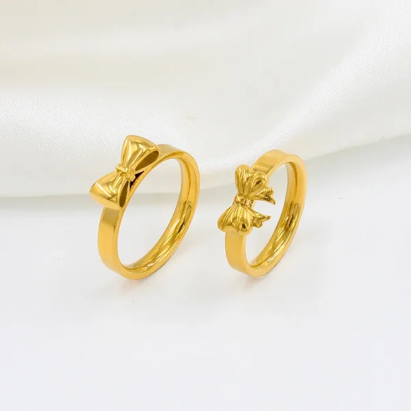 Dainty Stainless Steel Bow Tie Eternity Rings Fashion Thin 18k Gold Plated Butterfly Bow Knot Stackable Rings Jewelry Women - Image 4