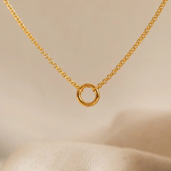 Minimalist Dainty Stainless Steel Round Push Clasp Necklace Women Designer 18k Gold Plated Charm Necklaces Non Tarnish Jewelry - Image 3