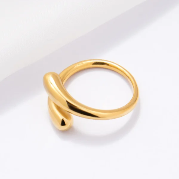 Glossy Tarnish Free Stainless Steel Snake Shape Ring Design 18K Gold Plated Cross Open Rings Jewelry for Women - Image 3