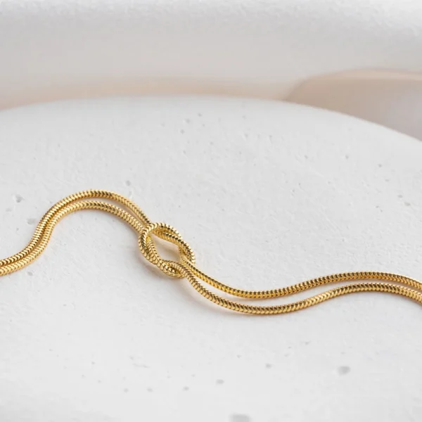 Minimalist 18K Gold Plated Snake Chain Love Knot Bracelet Women Waterproof Jewelry Friendship Stainless Steel Couple Bracelets - Image 5