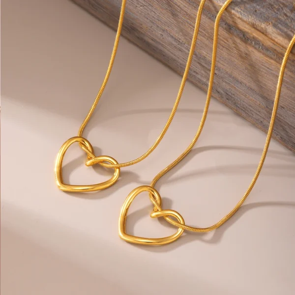 Dainty 18K Gold Plated Irregular Love Heart Pendants for Necklace Minimalist Stainless Steel Snake Necklace Jewelry Women - Image 6