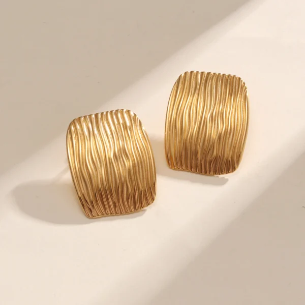 Minimalist 18K Gold Plated Geometric Square Stainless Steel Earrings for Women Dainty Stainless Steel Waterproof Earring Jewelry - Image 4