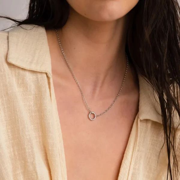 Minimalist Dainty Stainless Steel Round Push Clasp Necklace Women Designer 18k Gold Plated Charm Necklaces Non Tarnish Jewelry - Image 2