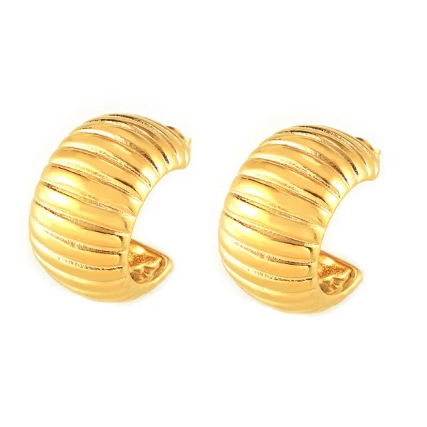 Hip Hop Jewelry Chunky C Shaped Hoop Earrings 18k Gold Plated Dainty Stainless Steel Geometric Stud Earring for Women - Image 2