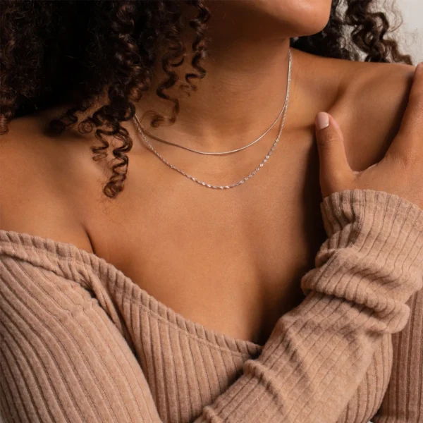 Minimalist 18k Gold Plated Layered Necklace Set for Women Stainless Steel Snake Chain Singapore Chain Choker Necklace - Image 4