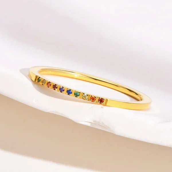 Dainty 18k Gold Plated Stainless Steel Wedding Ring Jewelry Ladies 1mm Cubic Zirconia Fingers Rings for Girls - Image 3