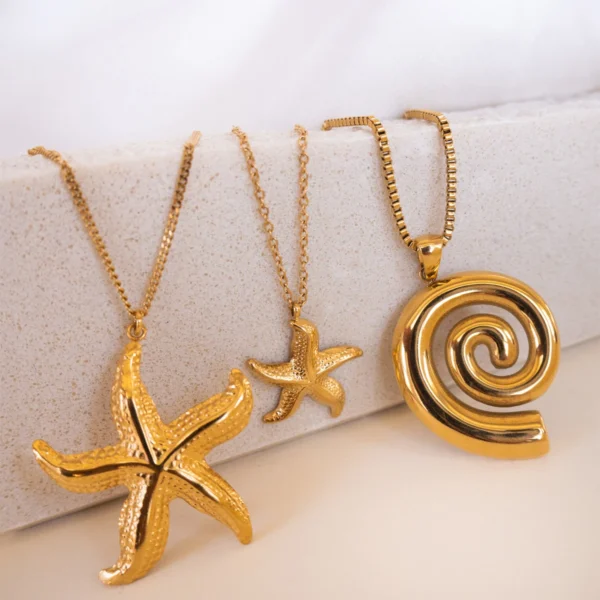 Minimalist 18k Gold Plated Starfish Necklaces for Women Fashion Dainty Stainless Steel Geometric Pendant Necklace Jewelry - Image 3