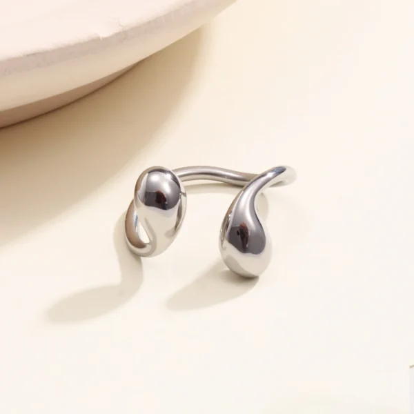 Minimalist 18K Gold Plated Tear Drop Smooth Open Ring for Women Chunky Dainty Stainless Steel Open Hypoallergenic Ring Jewelry - Image 4