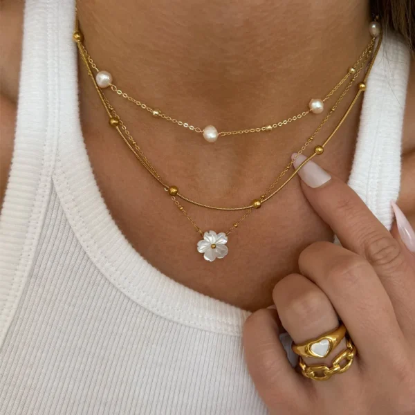 Tarnish Free 18k Gold Plated Beads Snake Bone Chain Necklace for Women Dainty Stainless Steel Simple Clavicle Necklace Jewelry - Image 4