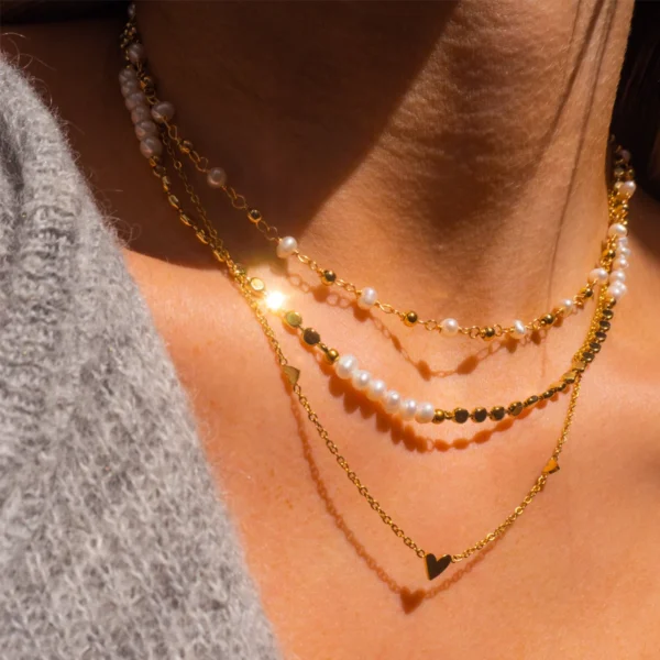 Tarnish Free 18K Gold Plated Tiny Heart Bracelets Necklace for Women Ladies Dainty Stainless Steel Chains Choker Necklace - Image 6