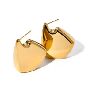 Tarnish Free 18K Gold Pleated Geometric Stud Earrings Women Minimalist Stainless Steel Earring Waterproof Jewelry