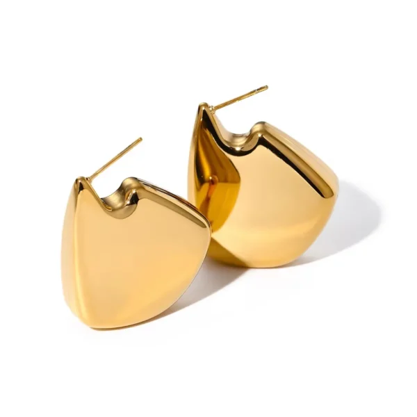 Tarnish Free 18K Gold Pleated Geometric Stud Earrings Women Minimalist Stainless Steel Earring Waterproof Jewelry