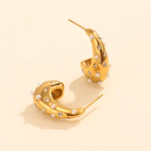 Waterproof 18K Gold Plated Hollow Teardrop Earrings Women Designer Dainty Stainless Steel Statement Zircon Stud Earring Jewelry