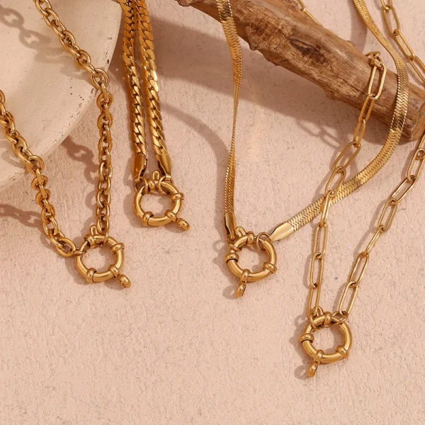 Minimalist 18K Gold Plated Single Snake Cuban Curb Cable Different Removable Charms Interlocking Chain Choker Necklace for Women - Image 5