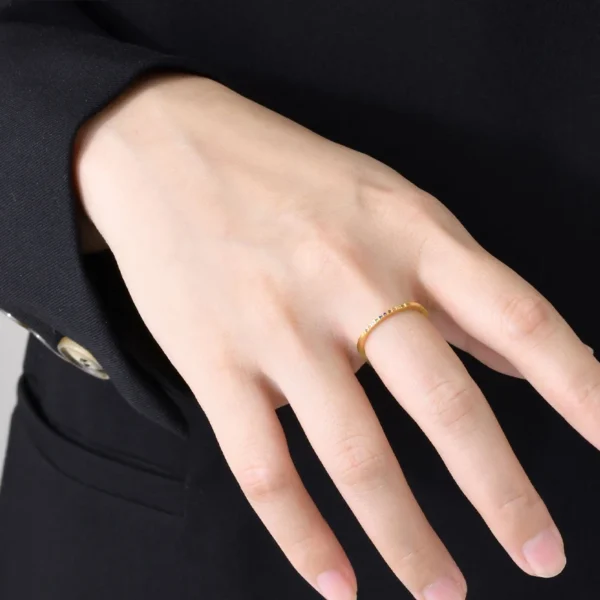 Dainty 18k Gold Plated Stainless Steel Wedding Ring Jewelry Ladies 1mm Cubic Zirconia Fingers Rings for Girls - Image 6