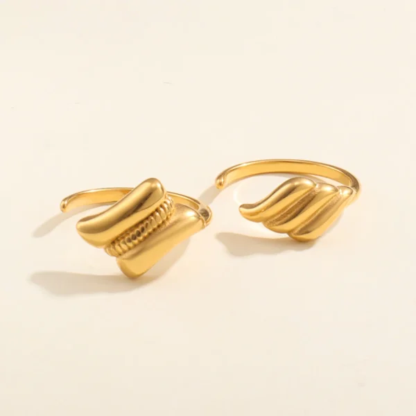 Hypoallergenic 18K Gold Plated Irregular Rings Women Designer Dainty Stainless Steel Open Ring Waterproof Jewelry - Image 2