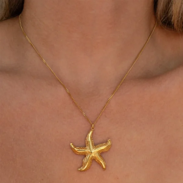 Minimalist 18k Gold Plated Starfish Necklaces for Women Fashion Dainty Stainless Steel Geometric Pendant Necklace Jewelry - Image 6