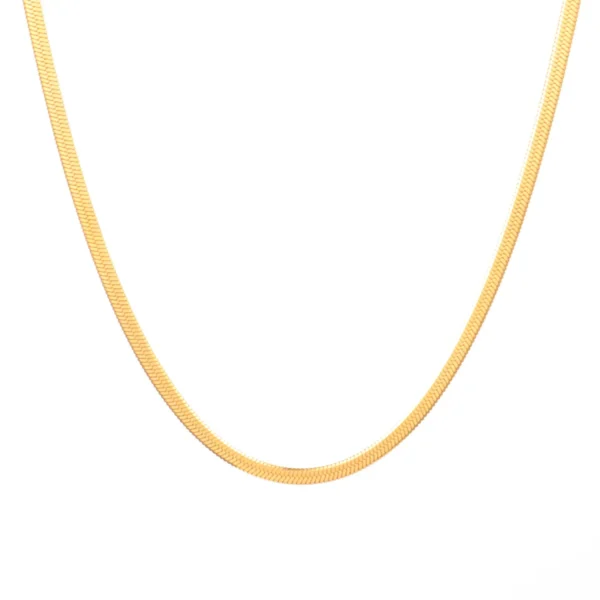 Waterproof INS 18K Gold Plated Herringbone Choker Necklaces Women Dainty Stainless Steel Flat Snake Chain Necklace Jewelry - Image 6