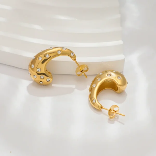 Waterproof 18K Gold Plated Hollow Teardrop Earrings Women Designer Dainty Stainless Steel Statement Zircon Stud Earring Jewelry - Image 4