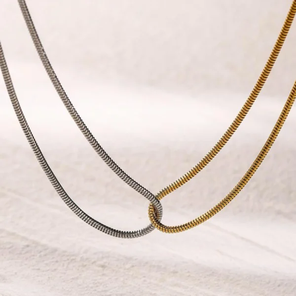 Fashion 18K Gold Plated Stainless Steel Snake Bone Chain Necklace for Women Minimalist Gold Silver Necklace Waterproof Jewelry - Image 5