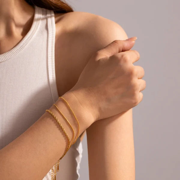 Dainty 18k Gold Plated Snake Chain Bracelet Femme Minimalist Stainless Steel Link Chain Bracelets Women Waterproof Jewelry - Image 4