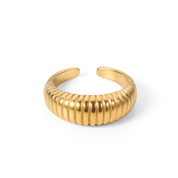 Unique Thick 18K Gold Plated Stainless Steel Croissant Rings for Women Chunky Rings Waterproof Jewelry - Image 6