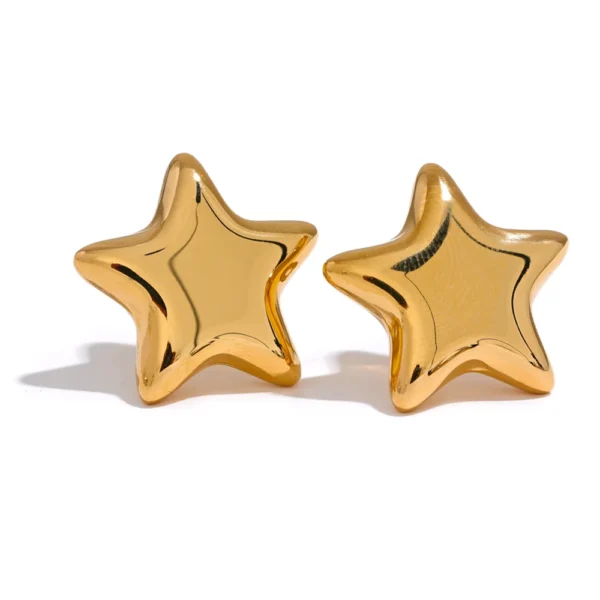 Wholesale Dainty Stainless Steel Star Stud Earrings Women Waterproof Chunky 18K Gold Plated Statement Earring Jewelry - Image 3