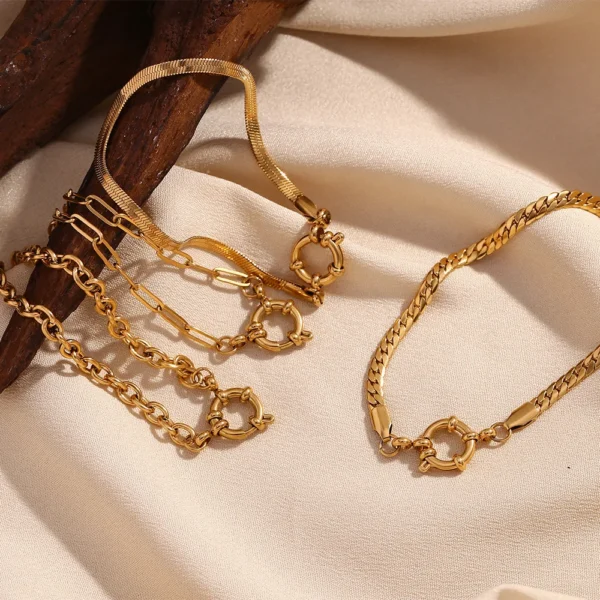 Minimalist 18K Gold Plated Single Snake Cuban Curb Cable Different Removable Charms Interlocking Chain Choker Necklace for Women - Image 4