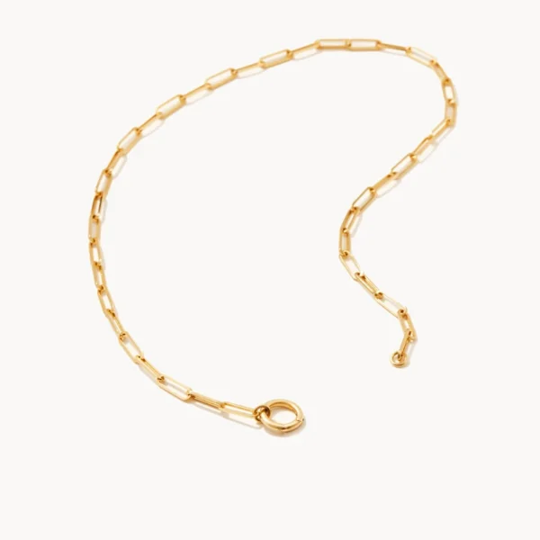 Non Tarnish Stainless Steel Round Push Clasp Necklace Charm 18k Gold Plated Paperclip Chain Necklace for Women - Image 4