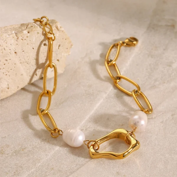 Minimalist 18k Gold Plated Stainless Steel Chain Pendant Necklaces for Women Fashion Freshwater Pearl Necklace Set Jewelry - Image 5
