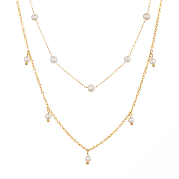 Dainty Freshwater Pearl Beads Choker Necklace for Women Fashion Jewelry 18K Gold Plated Stainless Steel Chain Necklaces Ladies - Image 4