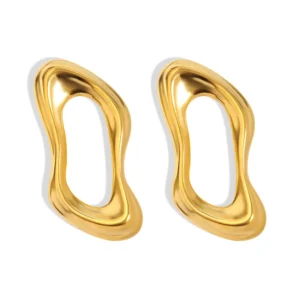 Hypoallergenic Irregular 18K Gold Chic Hoop Earrings for Women Unique Stainless Steel Fashion Earrings Jewelry 2024