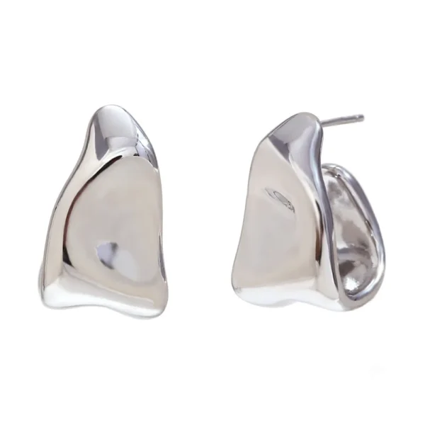 Tarnish Free 18k PVD Gold Plated Stainless Steel  C Hoop Earrings Women Waterproof Irregular Statement Stud  Earrings - Image 6