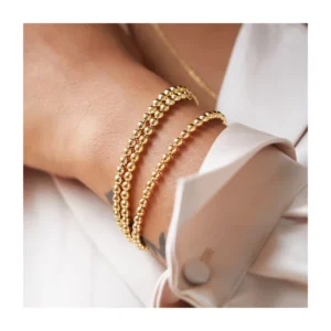 Minimalist 18k Gold Plated Stainless Steel Beaded Stacked Bracelet Femme Waterproof Dainty Paperclip Snake Rope Bracelets Women