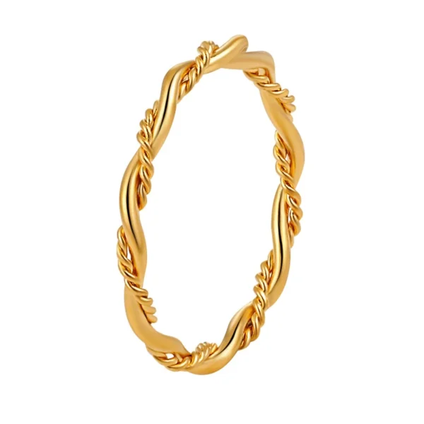 Minimalist Stainless Steel Geometric Twist Knot Rings for Women 18k Gold Plated Braided Rings Waterproof Jewelry