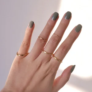 Minimalist 18K Gold Plated Stainless Steel Flat Band Finger Ring Non Tarnish Thin Stacking Rings Jewelry Women for Gift