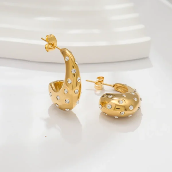 Waterproof 18K Gold Plated Hollow Teardrop Earrings Women Designer Dainty Stainless Steel Statement Zircon Stud Earring Jewelry - Image 6