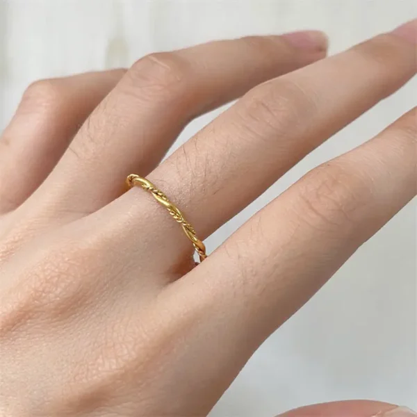 Minimalist Stainless Steel Geometric Twist Knot Rings for Women 18k Gold Plated Braided Rings Waterproof Jewelry - Image 6