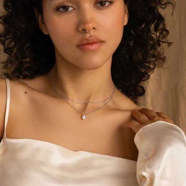 Dainty Freshwater Pearl Pendant Necklace Non Tarnish 18K Gold Plated Stainless Steel Chain Necklace Women Bridesmaid Jewelry - Image 3