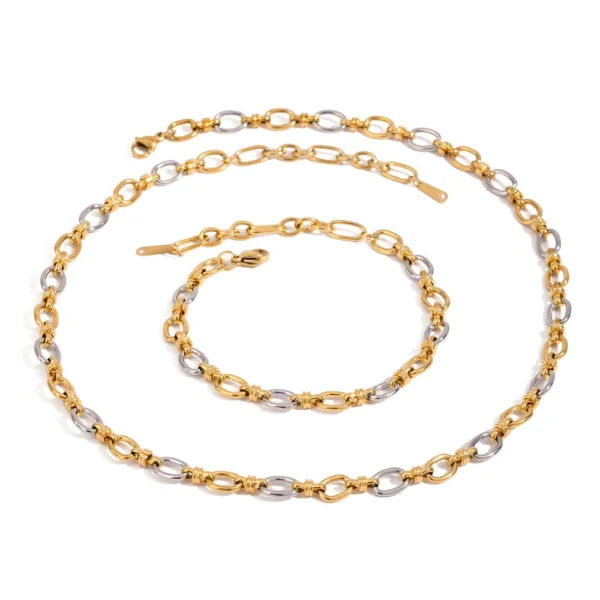 Non Tarnish 18k Gold Plated Irregular Link Chain Necklaces for Women Trendy Minimalist Stainless Steel Necklace Set Jewelry - Image 6