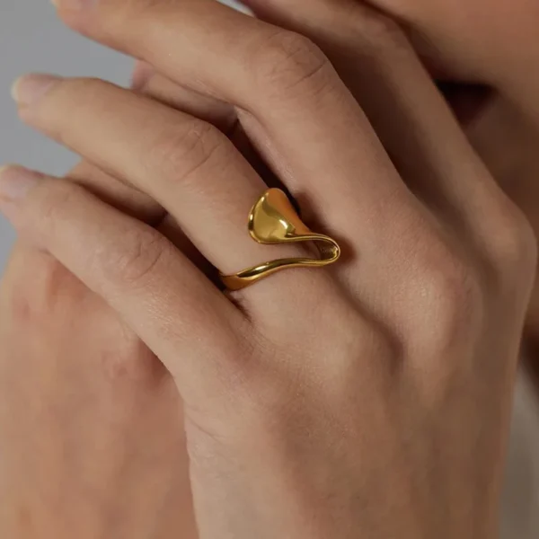 Fashion 18K Gold Plated Irregular Finger Rings for Women Dainty Stainless Steel Statement Rings Tarnish Free Jewelry Wholesale - Image 5